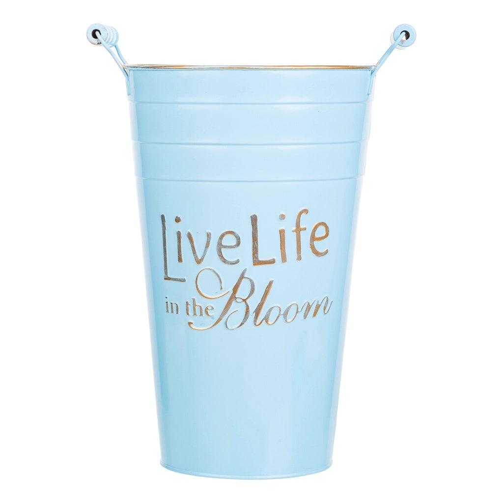 Vaso in metallo blu 24xd19x30/32,5hb:13