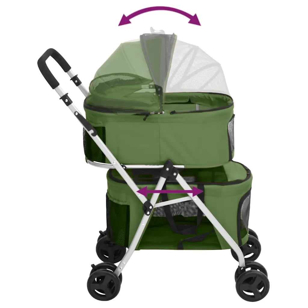 Passeggino Cani Pieghevole 2 Livelli Verde 83x48x97cm Tessuto 172207