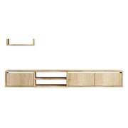 Mobile TV sospeso "Heka" con ripiano in legno - 180 x 30 x 25 cm - Beige