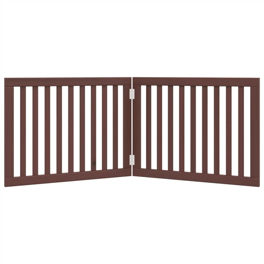 Cancello Cani Pieghevole 2 Pannelli Marrone 160cm Legno Pioppo 352264