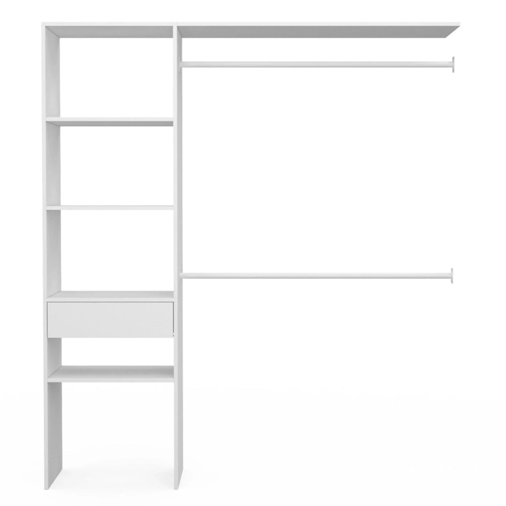IDMarket - MELINE 160 x 40 x 180 cm set spogliatoio bianco con mensole + cassetto + armadio doppio
