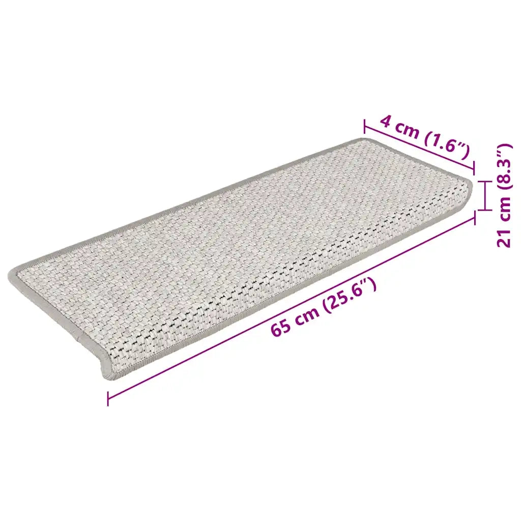 Tappeti Autoadesivi Scale Aspetto Sisal 15 pz | Gradini per Scale 65x21x4cm Platino