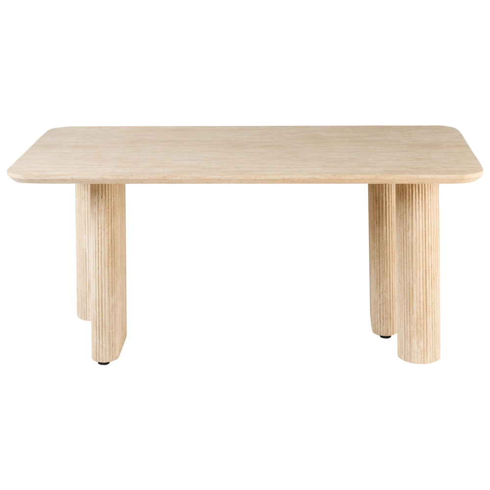 Tavolo da pranzo minimalista in MDF rettangolare a gambe larghe 180 x 90 cm Mobili per sala da pranzo marrone chiaro