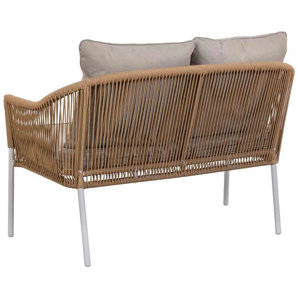 Set tavolo, divano e 2 poltrone beige 90x50x40, 58x65x84, 117x65x84