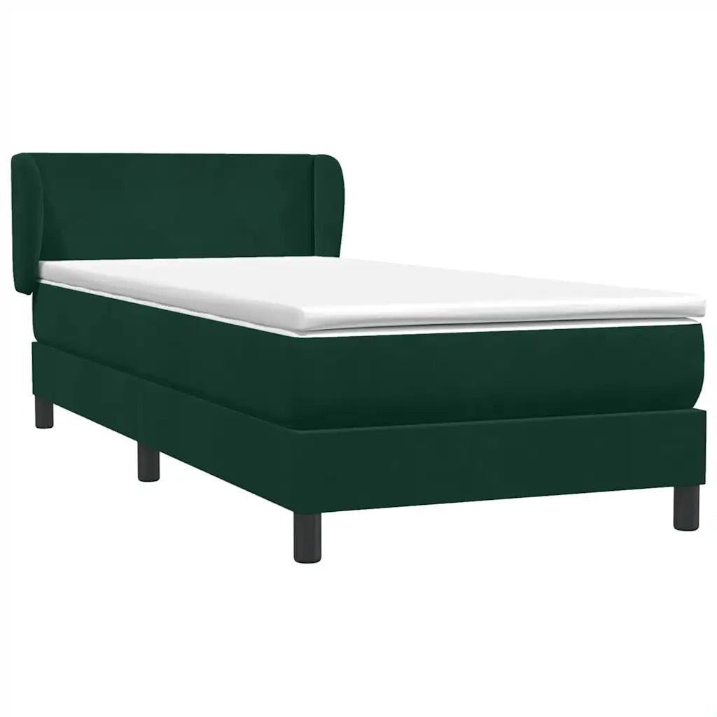 Giroletto a Molle con Materasso Verde Scuro 80x220 cm Velluto