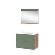 Vicco Set di mobili da bagno Goldkraft rovere/verde 3 parti con specchio
