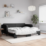 Divano Letto Estraibile con Materassi Nero 90x190 cm in Tessuto 3196846