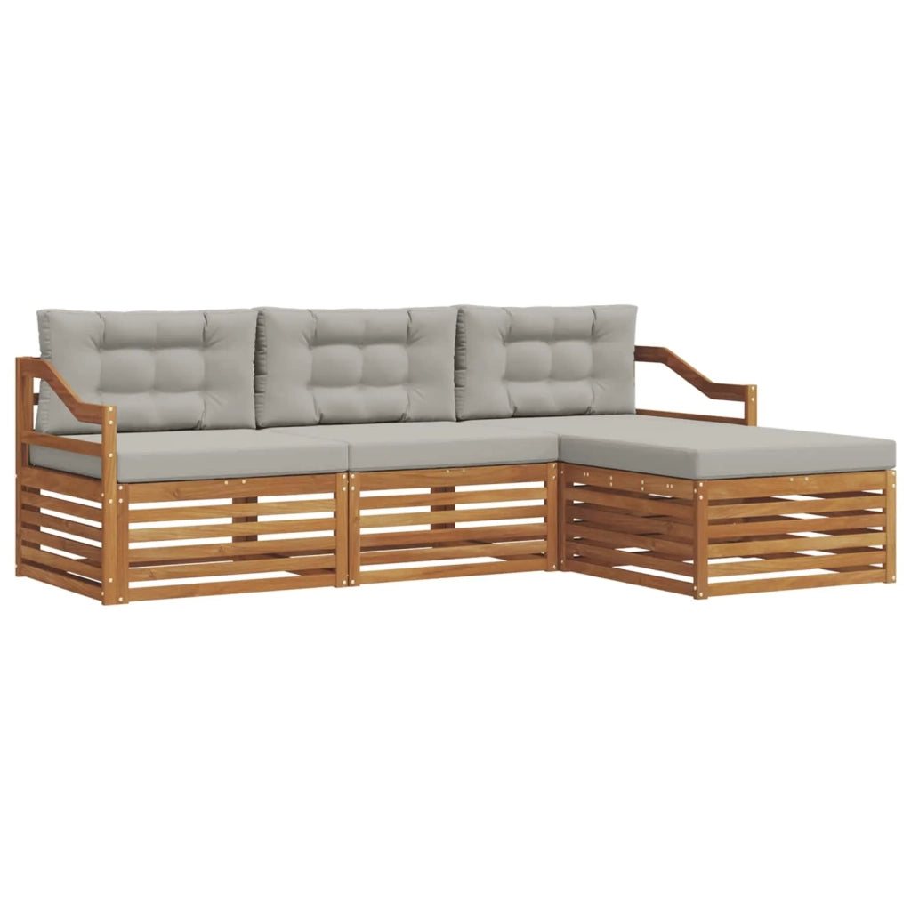 Set di divani da esterno con cuscino Grigio Naturale e Chiaro