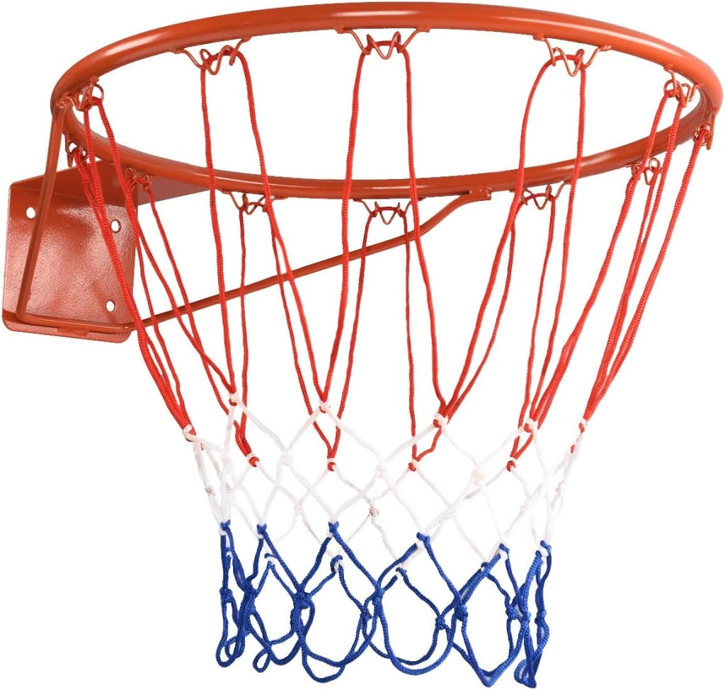 Canestro da Basket, con Anello e Rete, per Bambini e Adulti, da Muro e Tabellone, in Metallo, 46x46CM