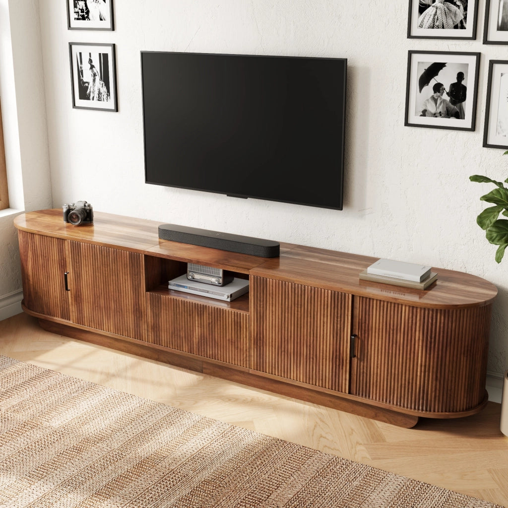Mobile TV con 2 ante scorrevoli; 2 ante; 1 cassetto e 1 vano aperto; per soggiorno; 200 × 40 × 50 cm