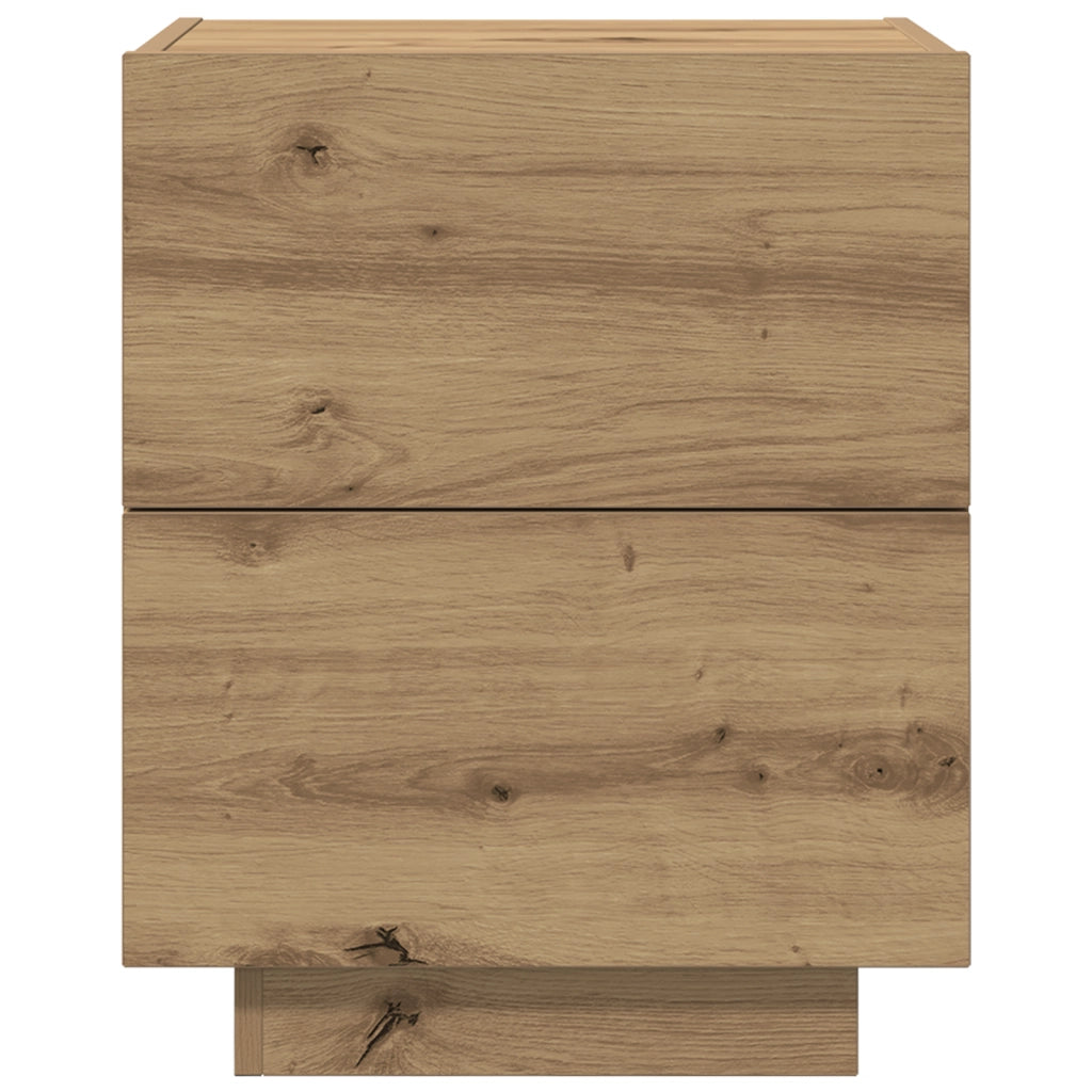 Comodini con Luci LED 2 pezzi Rovere Artigianale 45x40x55 cm