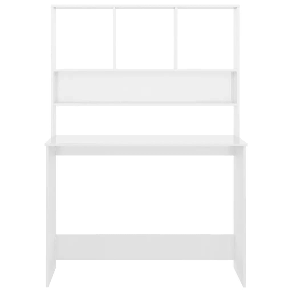 Scrivania con Mensole Bianco Lucido 110x45x157 cm in Truciolato cod mxl 58561