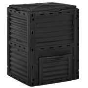 EasyComfort Compostiera da Giardino, Compostiera Domestica da 300L in Plastica Nera, Bidone per Compost con Coperchio a Incastro