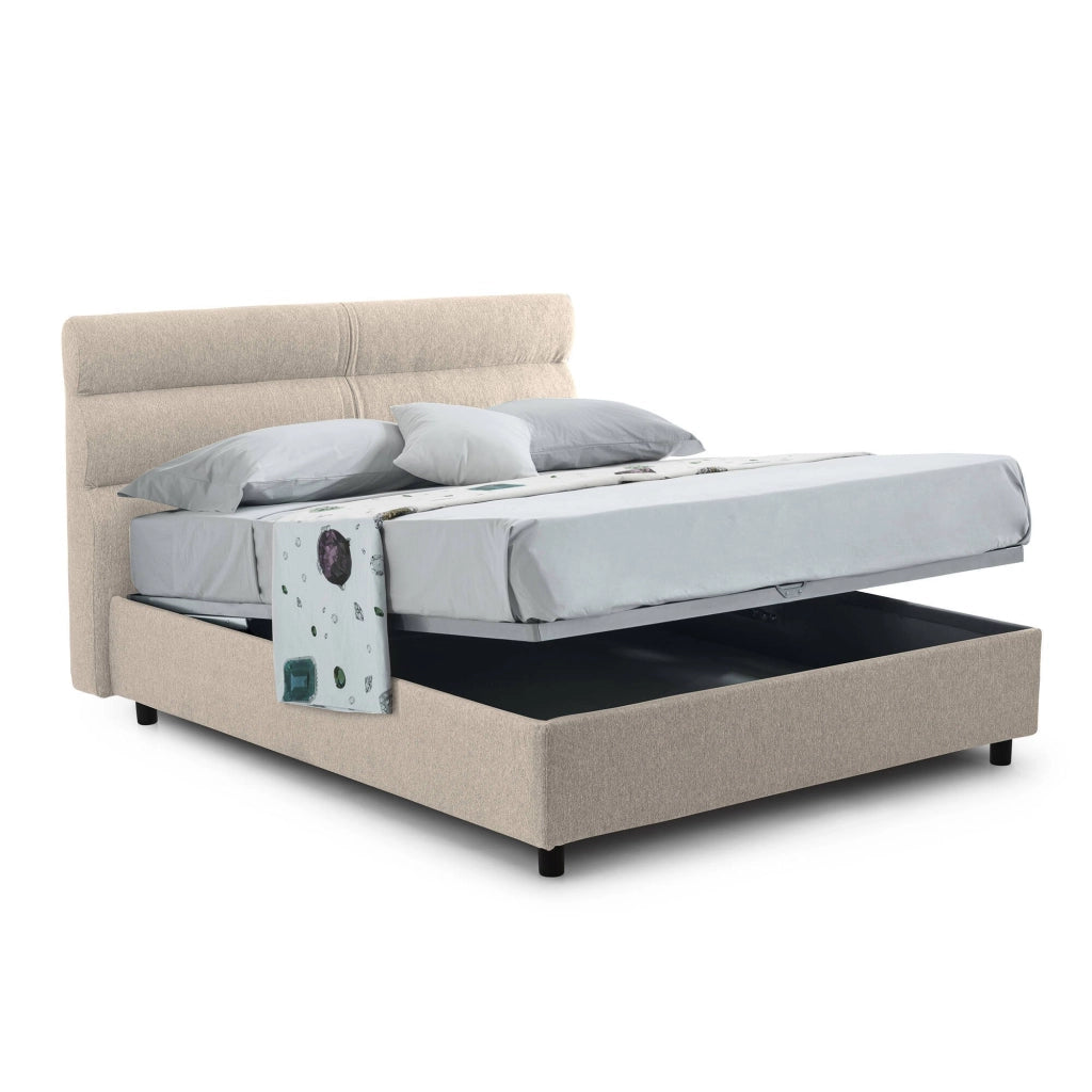 Briosco, Letto Piazza e Mezza Materasso Incluso Made in Italy, Grigio Tortora