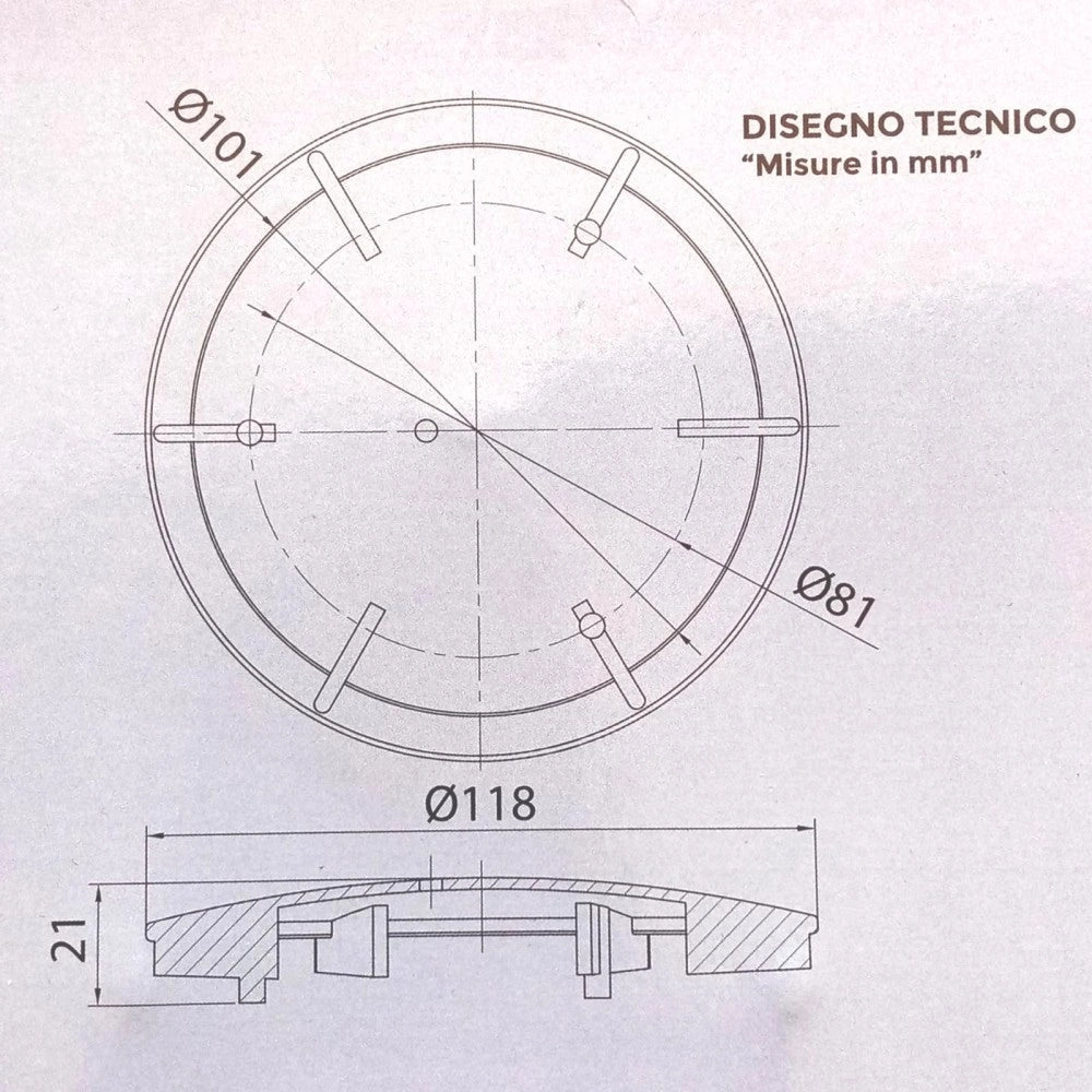 Piattello 118mm coperchio finitura gun metal in ottone per piletta piatto doccia
