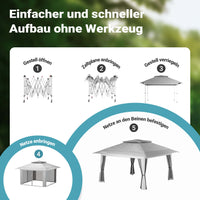 Gazebo pieghevole con zanzariera, grigio chiaro 4 x 4 m, impermeabile, UV 50+, Tendone per feste