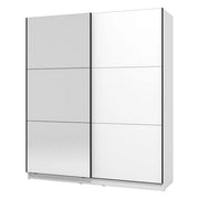 Armadio Camera da Letto Verzino, Guardaroba Grande Appendiabiti, 179x210h cm Bianco