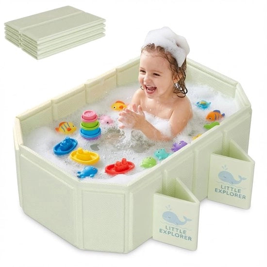 Bagnetto per Bambini Opportuno - Antiscivolo - Risparmio di Spazio - Portatile - Disegno di Balena - Avviso di Sicurezza - Bagnetto per Bambini Portatile