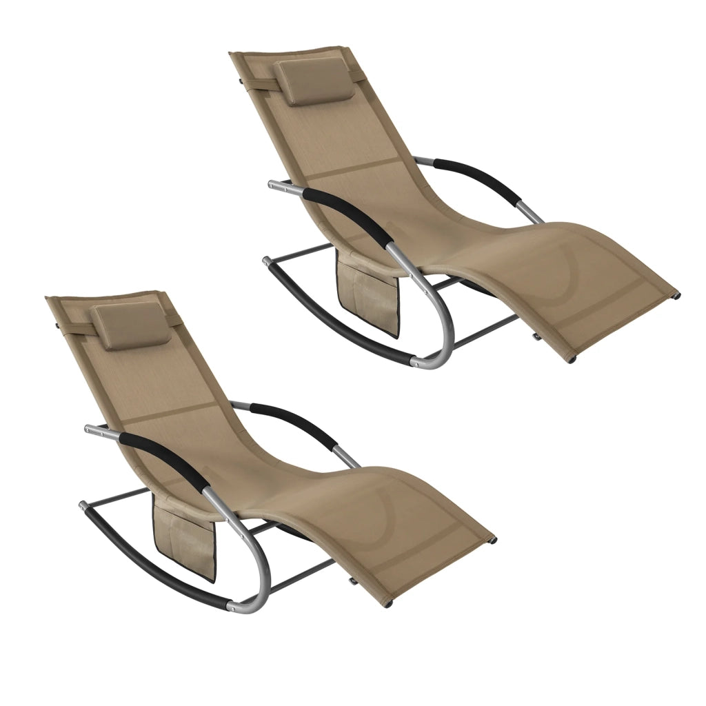 SoBuy 2 x Sdraio a dondolo con poggiatesta 63x150x87cm OGS28-BRX2