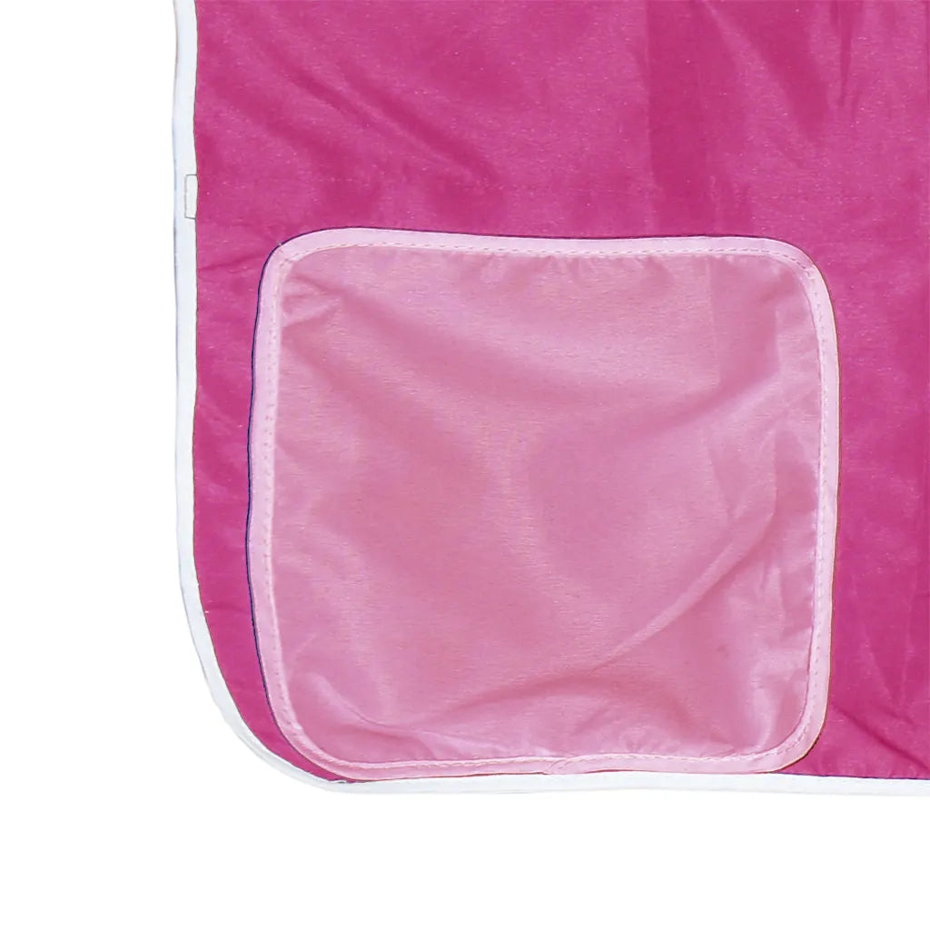 Letto a Soppalco con Tende Bambini | Letto Infantile | Lettino Rosa 80x200 cm Massello Pino