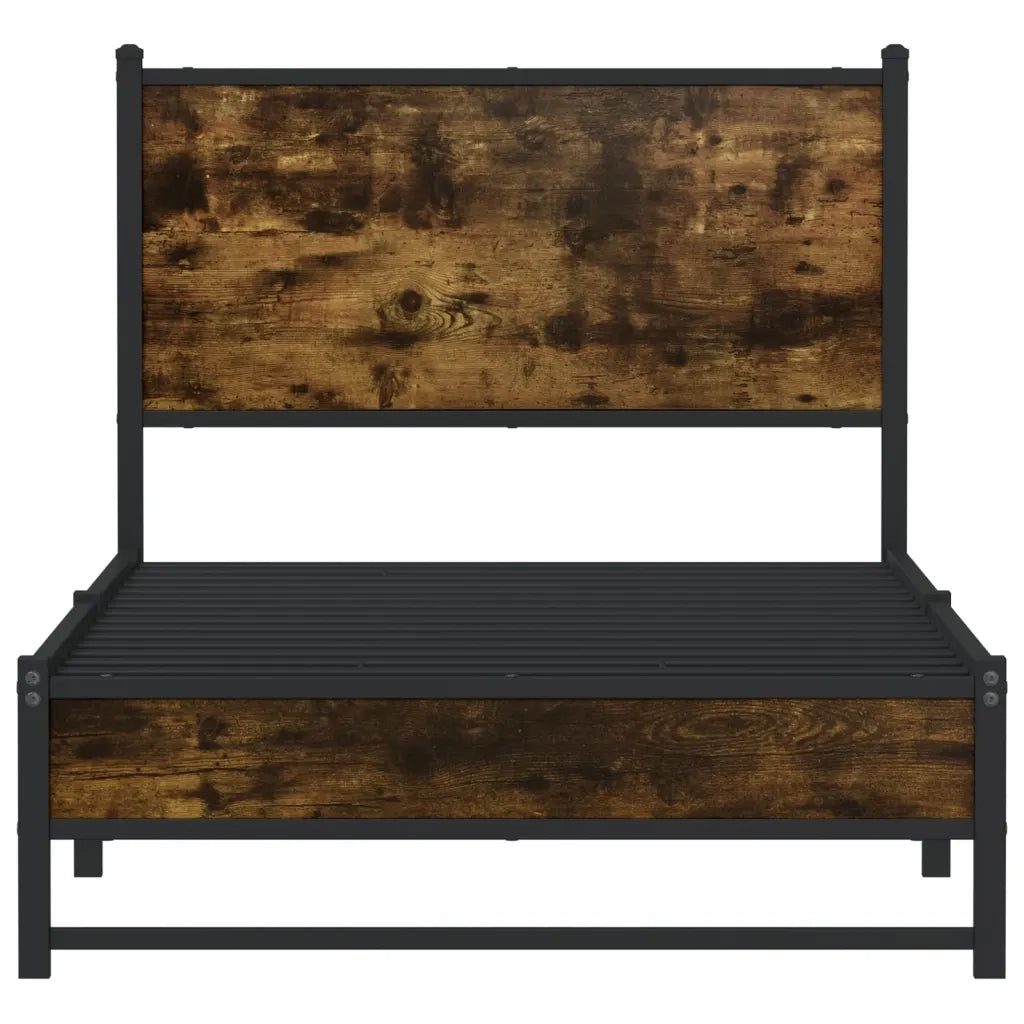 vidaXL Giroletto senza Materasso in Metallo Rovere Fumo 75x190 cm