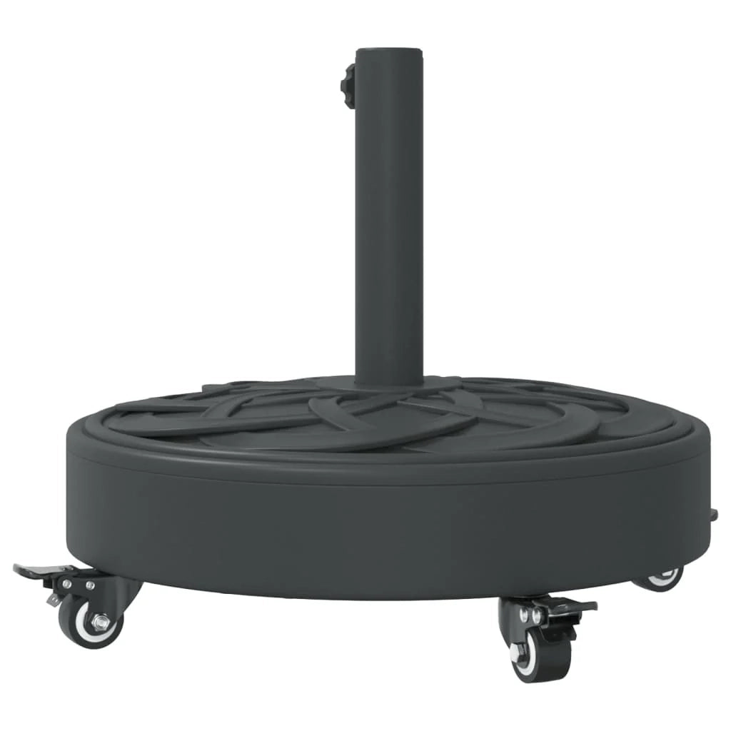 Base rotonda per ombrellone con ruote bloccabili dimensioni 45 x 41 cm stabile vernice PE nera opaca 02_0056649