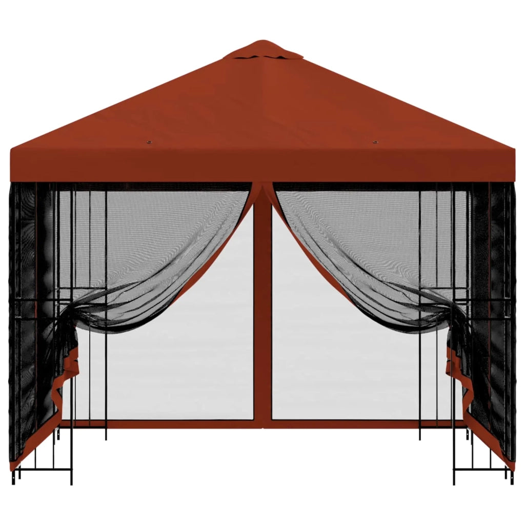 Gazebo | Pergolato da giardino con pareti laterali 3 x 3 m Terracotta