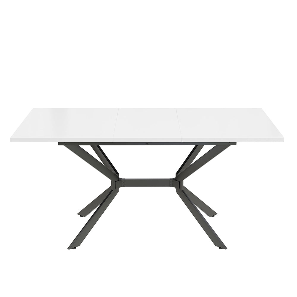 Tavolo da pranzo estensibile 160x80cm - Xylo - Nero e Bianco con piedi in metallo per 4-6 persone