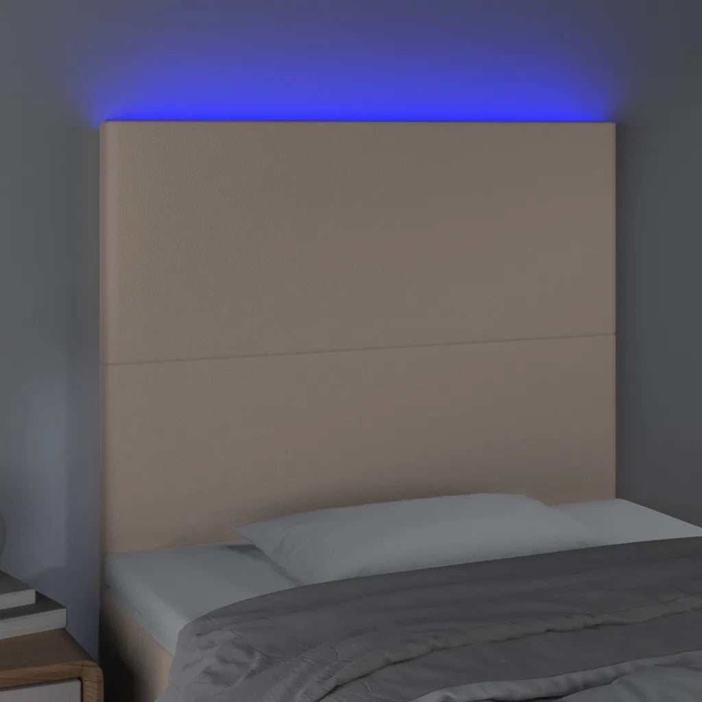 Testiera a LED Cappuccino 80x5x118/128 cm in Similpelle 3122221