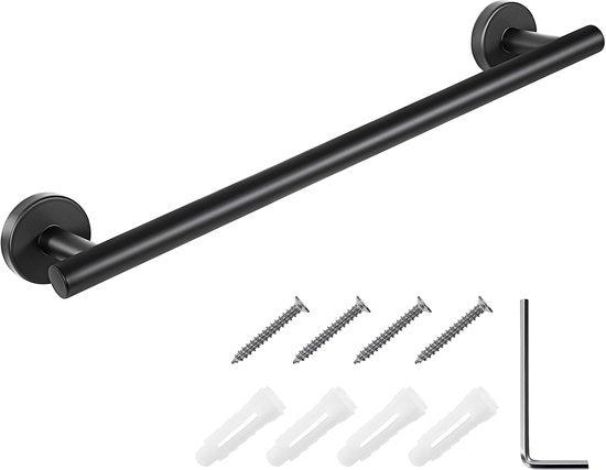 Sostegno per asciugamano da attaccare al muro - Acciaio inossidabile 304 - Manico per asciugamano 40 cm - Piccolo sostegno per asciugamano - Adatto per bagno/cucina - Lavorato a specchio nero - Sostegno per asciugamano