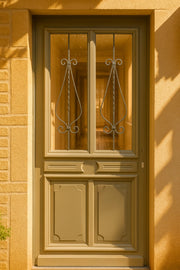 Porta d'ingresso in legno vitreo, Baptiste Vert Ral 7002, H,200xl,90 p, sinistra Cotes Tableau senza maniglia