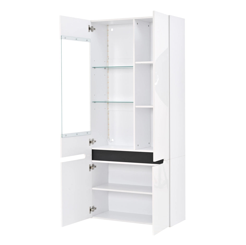 VETRINA LED 80x35x180 cm MDF Bianca, 4 ante