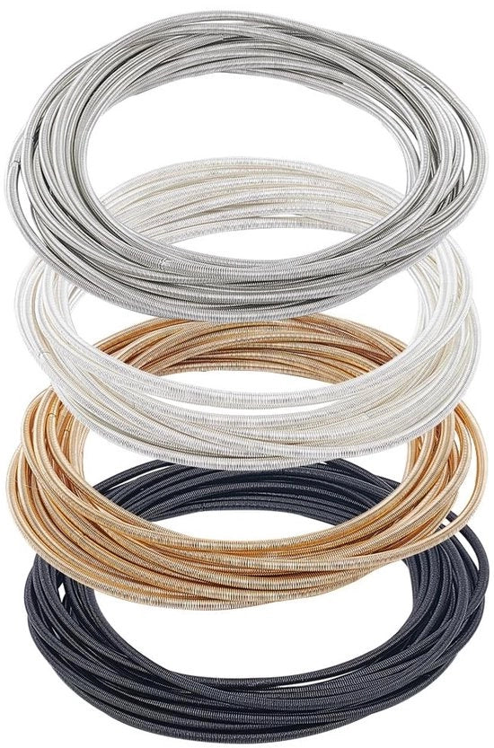 Set di Bracciali Minimalisti - 48 Pezzi - 4 Colori - 2 mm di Diametro - Bracciali a Staffa in Acciaio