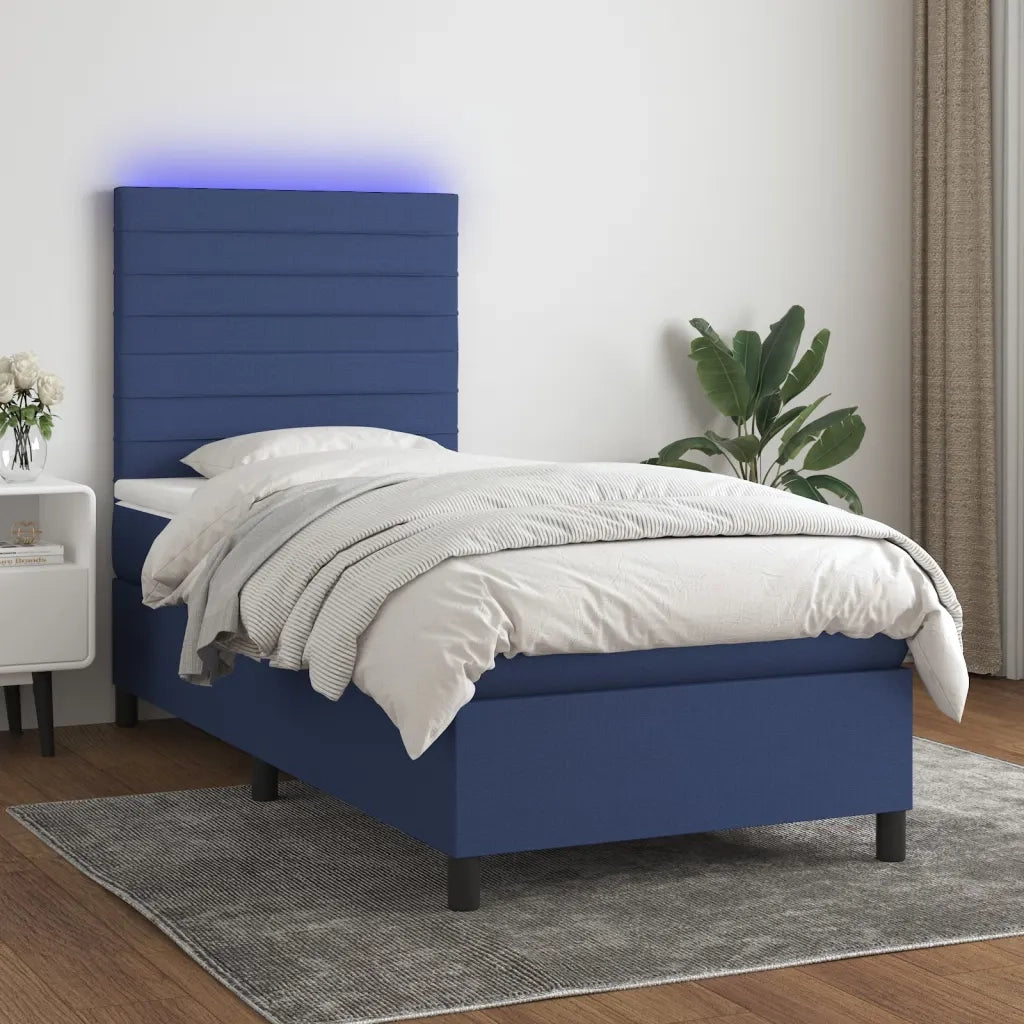 Letto a Molle con Materasso e LED Blu 80x200 cm in Tessuto cod mxl 33633