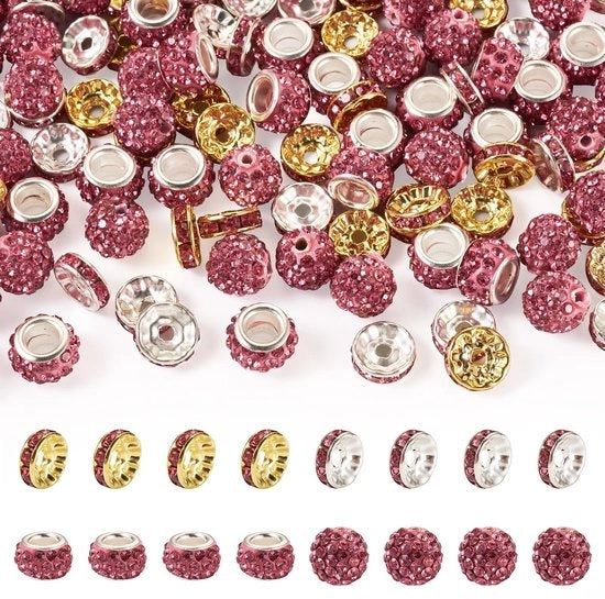 Strass in Polimero 120 pezzi - Disco Ronde in Polimero - Spacer in Polimero - Per Creare Gioielli - Dimensioni 10-12x3,5-7,5 mm - Fori 1,8-5 mm