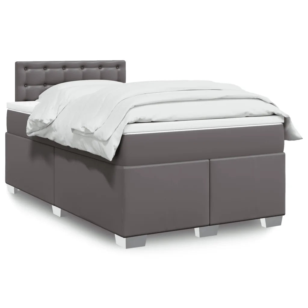 Giroletto a Molle con Materasso Grigio 120x200 cm in Similpelle