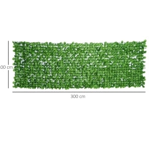 Siepe artificiale ULEVR 300x100 cm verde chiaro, schermatura decorativa in PE e tessuto per balcone e terrazza