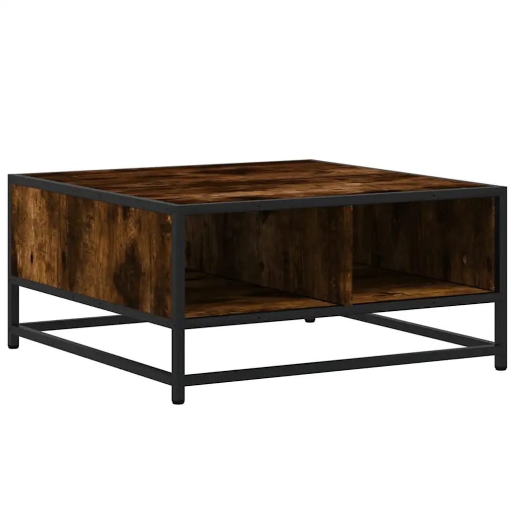Tavolino Rovere Fumo 60,5x60,5x30 cm in Truciolato e Metallo