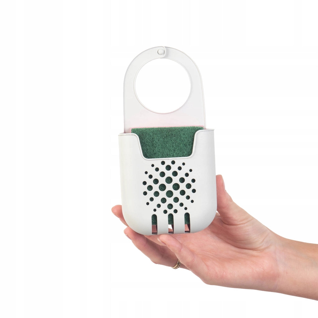 KADAX Organizer per spugne da cucina, supporto per lavello con contenitore porta spugne, colore bianco
