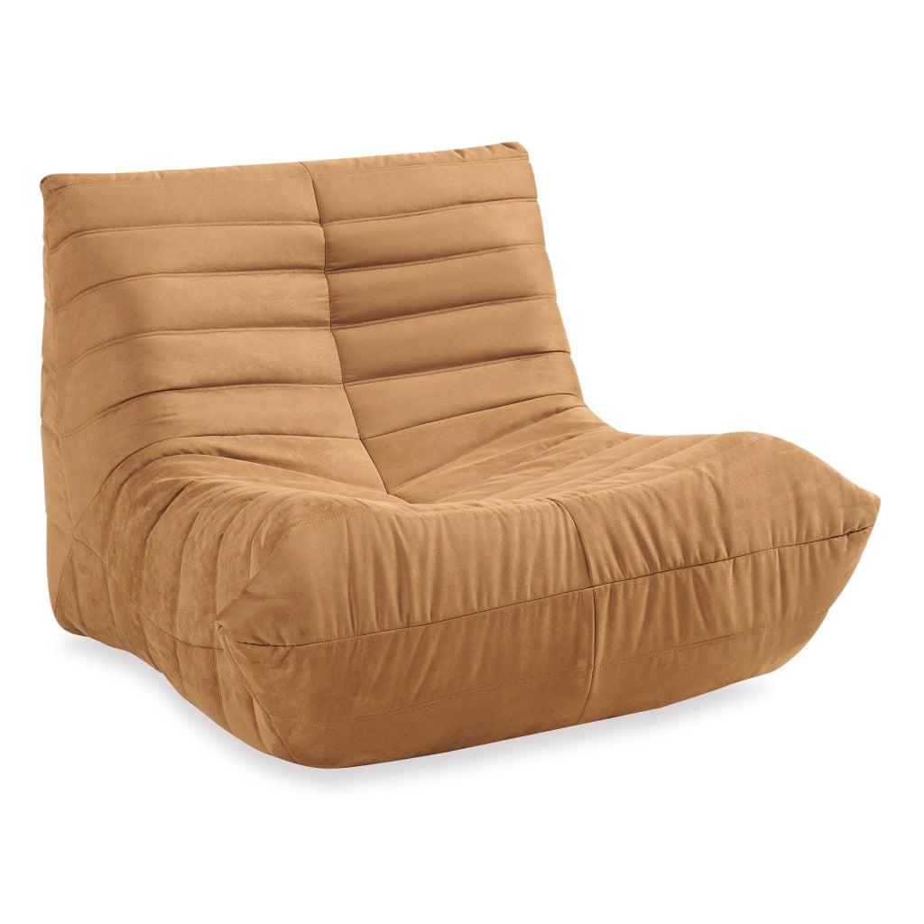 Poltrona Bassa Imbottita Kodsø con Rivestimento in Microfibra 75x90x100 cm - Marrone [en.casa]
