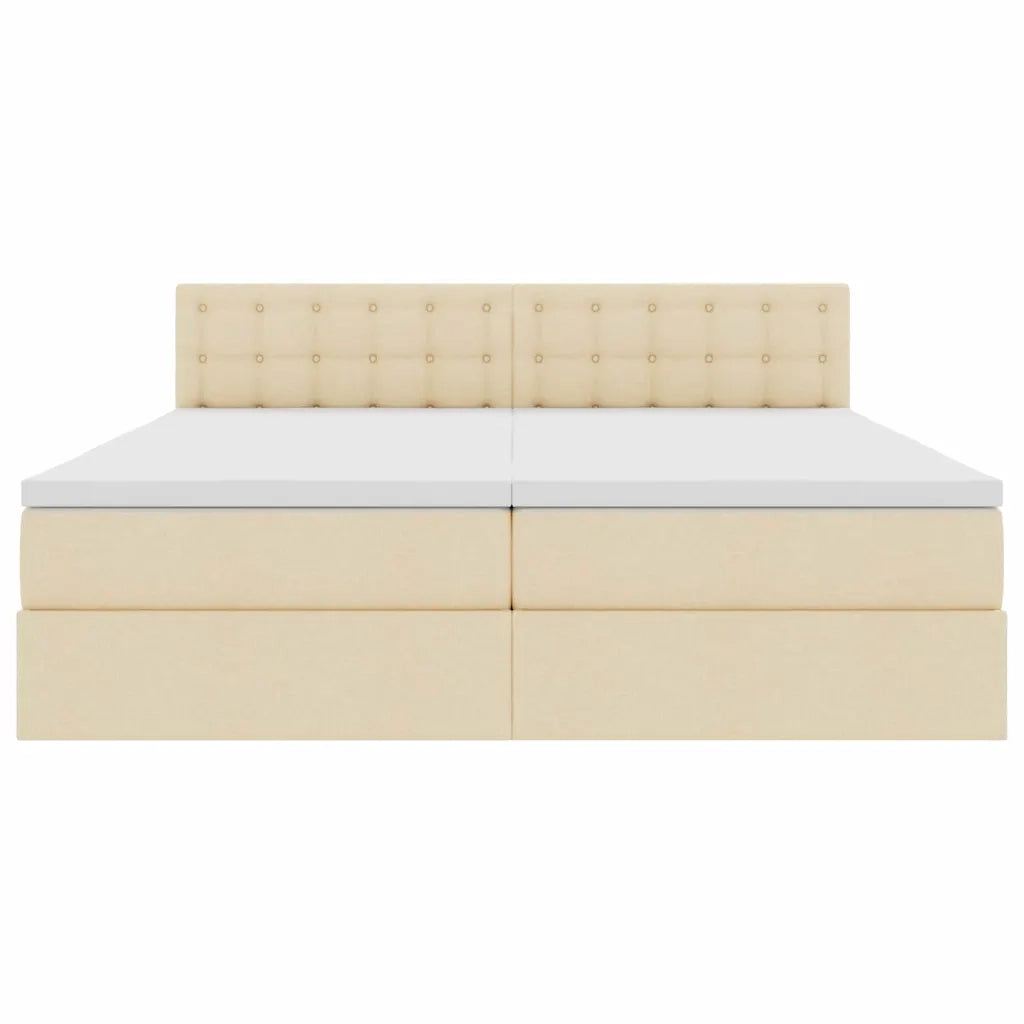 Letto con Contenitore Crema 200 x 200 cm Pelle Sintetica