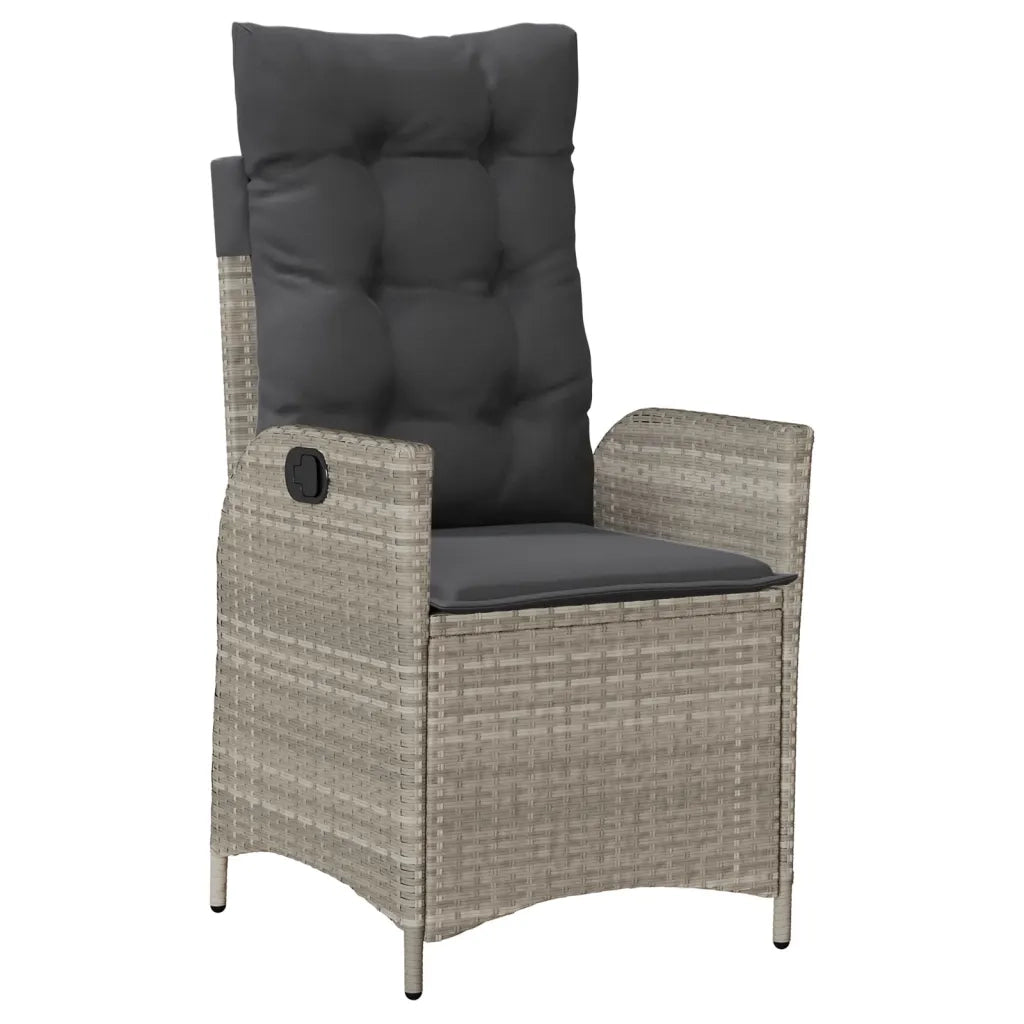Sedia Reclinabile Giardino | Sedie da Esterno con Cuscini Grigio Chiaro Polyrattan