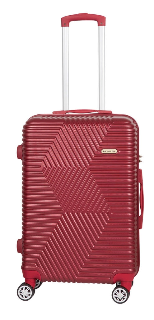 Set 3 Valigie Trolley Rigide in ABS 4 Ruote TSA Ravizzoni Haiti Dark Rosso