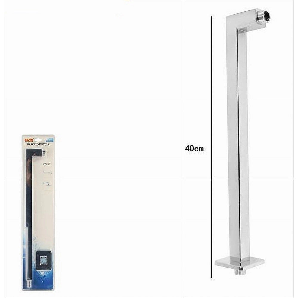 Trade Shop - Braccio Doccia In Ottone Cromato Quadrato 40 Cm Per Soffione Bagno Rosone 59493 -