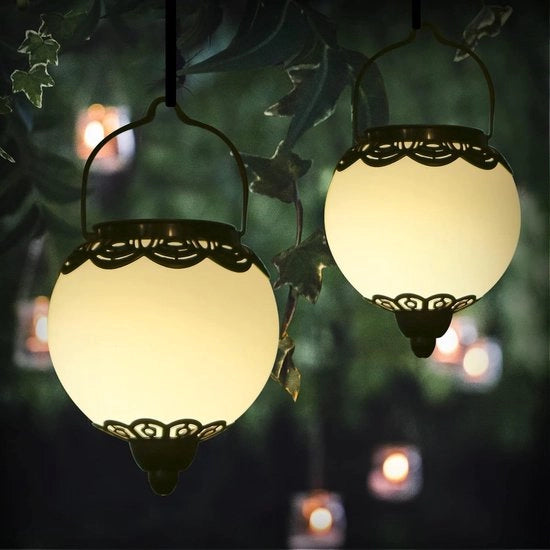 Set di 2 lampade solari per esterno, lampade solari per esterno, IP65, impermeabili all'acqua, per giardino, sentiero, balcone, veranda, parete, design originale