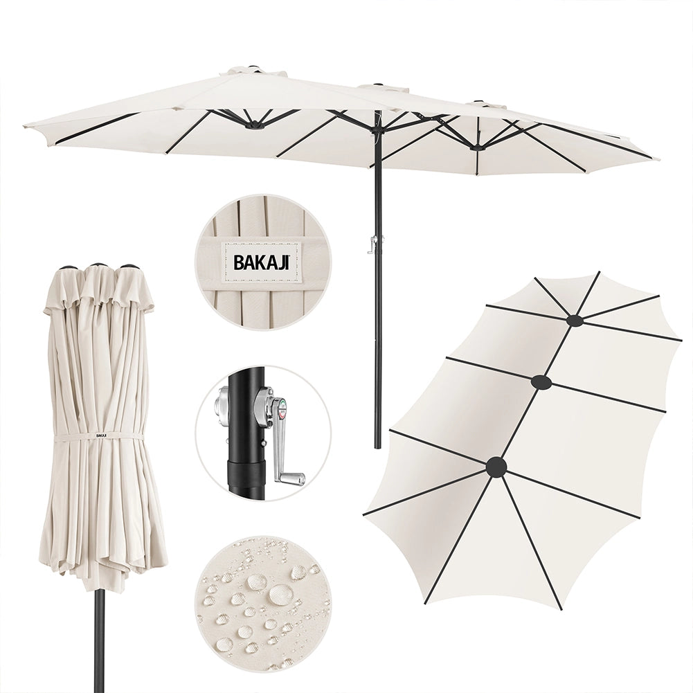 Ombrellone Doppio 4.6 Metri Senza Base da Giardino Rivestimento Anti UV 12 Ribs