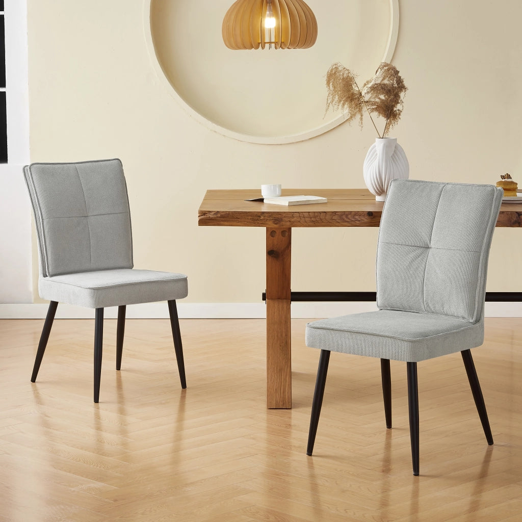Set 2 Sedie da Pranzo Imbottite ¨C MINIMAL ¨C Velluto Grigio Chiaro, Gambe in Metallo