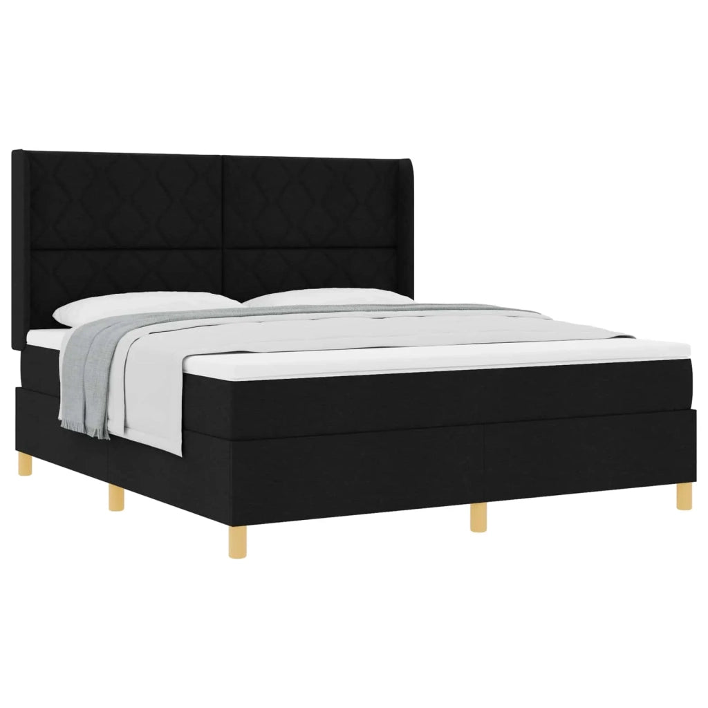 Letto a molle con testiera Nero 180 x 200 cm Tessuto 3341912