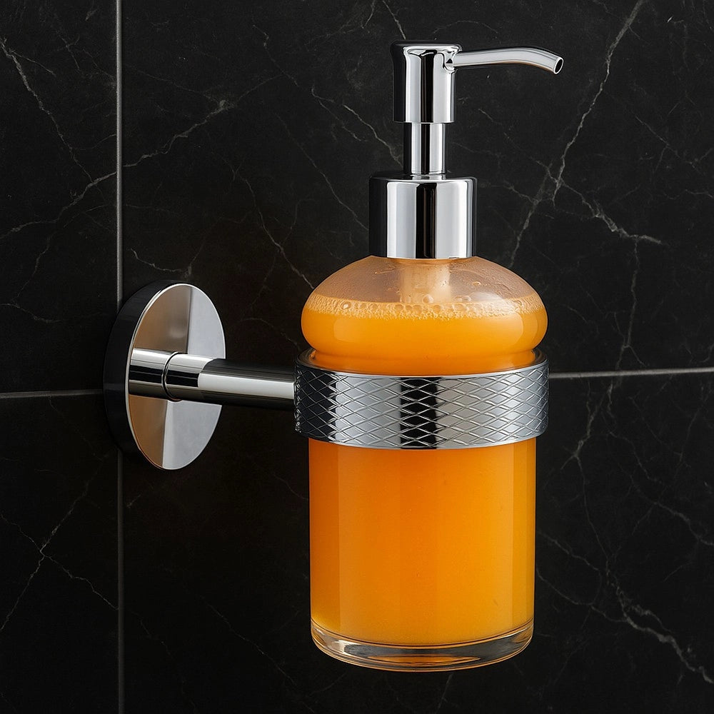 Trade Shop - Dispenser Porta Sapone Per Sapone Liquido In Acciaio Vetro Accessorio Arredo Bagno 87918 -