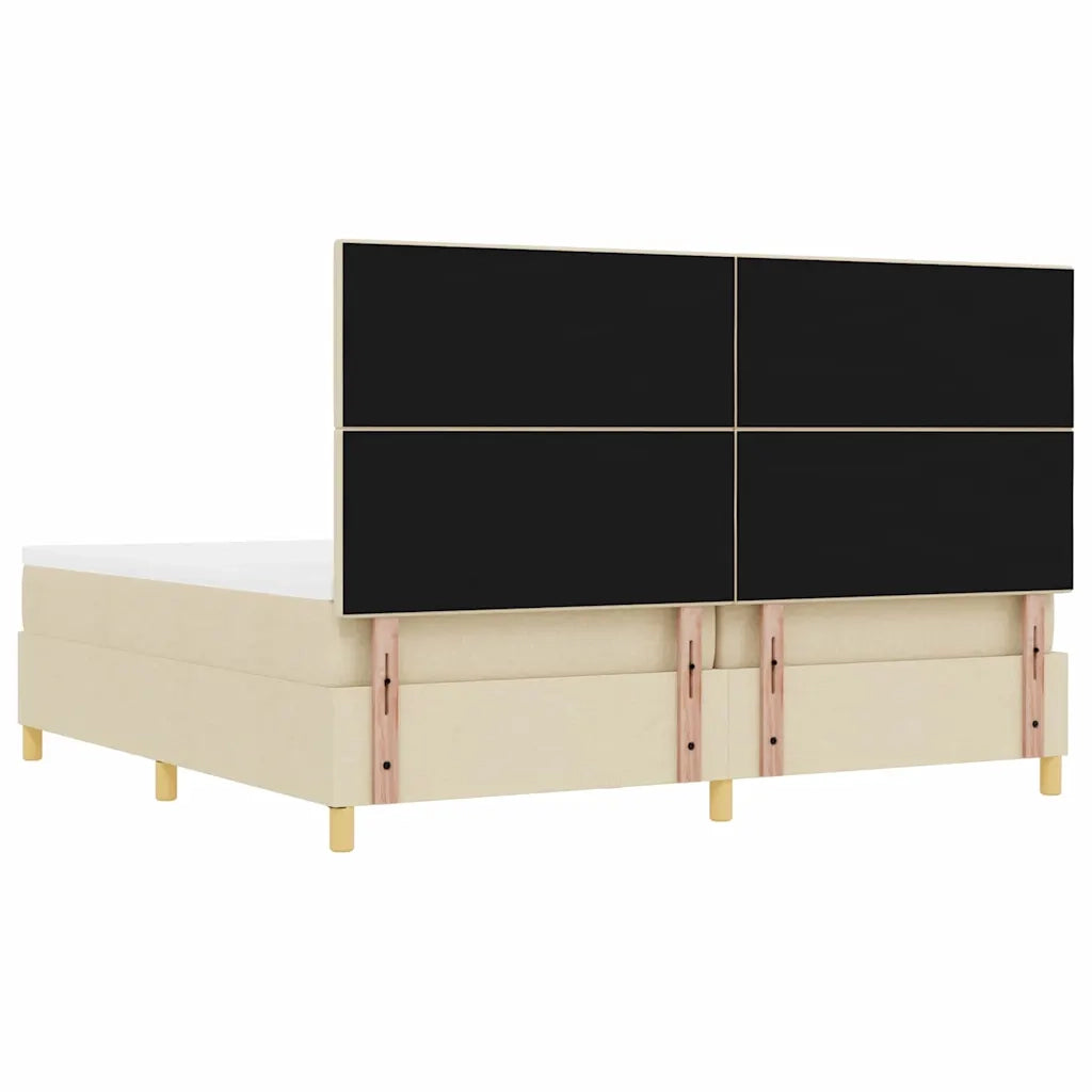 Letto a molle con materasso Crema 200 x 200 cm Tessuto 3344329